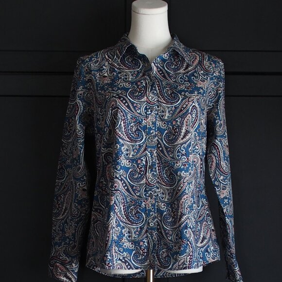 Talbots Tops - Talbots | Cotton Paisley Long Sleeve Shirt